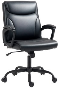 HOMCOM Scaun Directorial din Piele Ecologică cu Înălțime Reglabilă și Roți Pivotante, 60x68x105 cm, Negru | Aosom Romania