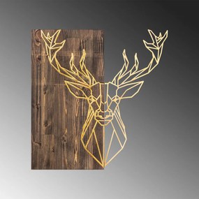 Accesoriu decorativ de perete din lemn Deer1 auriu