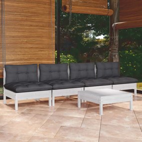 3096131 vidaXL Set mobilier grădină cu perne antracit, 5 piese, lemn de pin