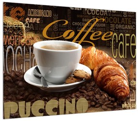 Tablou cu cafea și croissanți (70x50 cm), în 40 de alte dimensiuni noi