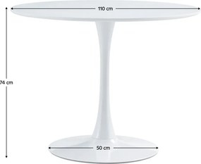 Masă dining, rundă, alb mat, diametru 110 cm, REVENTON NEW