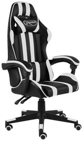 vidaXL Scaun de racing, negru și alb, piele ecologică