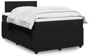 vidaXL Pat box spring cu saltea, negru, 120x200 cm, catifea