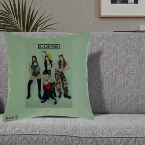 Perna Personalizata K-pop BLACKPINK Fotografie Grup Tinute Edgy, 40x40 cm, Verde, Husa Detasabila, Perna Inclusa, BEKZ®