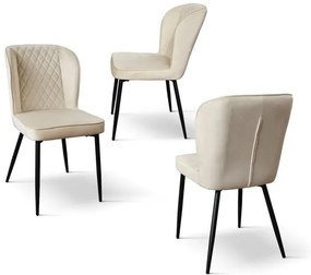 PAZZO DESIGN Set de 4 scaune Simona din catifea bej cu picioare metalice | Aosom Romania