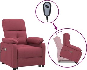 vidaXL Fotoliu de masaj cu ridicare, roșu vin, material textil