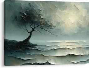 Tablou - pictură în ulei de un copac cu oceanul (70x50 cm)