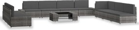 vidaXL Set mobilier de grădină, 10 piese, gri, poliratan