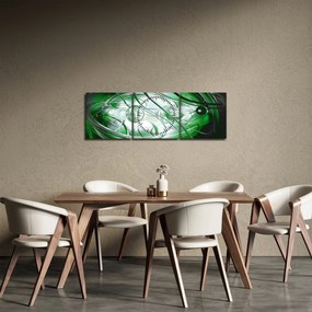 Tabloul abstract verde (cu ceas) (90x30 cm)
