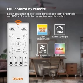 Osram - Ventilator de tavan LED RGB reglabil NORDES LED/18W/230V 3000-6500K + telecomandă