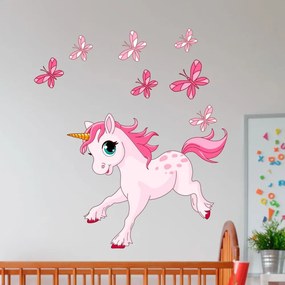 Autocolant de perete Ambiance Unicorn and Papillons