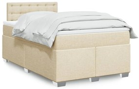 vidaXL Pat box spring cu saltea, crem, 120x200 cm, textil