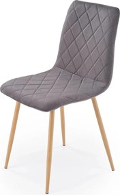 Scaun K525, gri inchis/stejar, stofa catifelata/metal, 45x55x89 cm