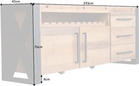 Comoda design industrial Thor 195cm, maro vintage