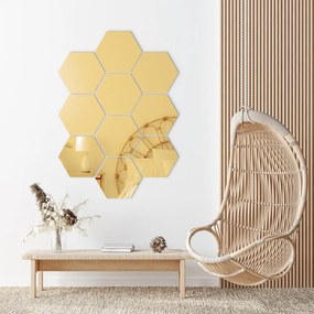 Autocolante de perete 12 buc. 17x20 cm Hexagons Gold – Ambiance