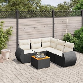 3257330 vidaXL Set mobilier de grădină cu perne, 6 piese, negru, poliratan