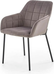 Scaun living K305, gri/negru, stofa catifelata/metal, 58x57x80 cm