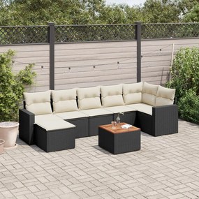 3256560 vidaXL Set mobilier de grădină cu perne, 8 piese, negru, poliratan