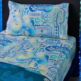 Cearceaf pentru copii gri din microfibră pentru pat dublu/pentru saltea înaltă cu elastic 135x190 cm Gamer – Catherine Lansfield