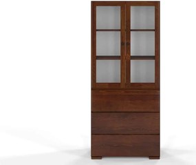 Vitrină lemn masiv TerraCraft Pin 3 Sertare, 80 × 38 × 182 cm - Natural