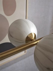 Lustra cu 6 globuri din sticla cu aspect de marmura Carrara auriu