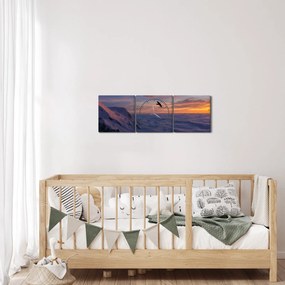 Tablou în apus de soare, Mont Blanc (cu ceas) (90x30 cm)