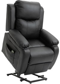 HOMCOM Fotoliu Relax Electric cu Ridicare și Reclinare 160°, Telecomandă, 76x90x105 cm, Negru | Aosom Romania