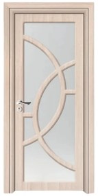 Usa Interior din MDF Novo Doors ND309, Cadru din Lemn Masiv, Geam Sablat, KIT COMPLET, Toc , Manere si balamale incluse (Culoare: Nuc, Dimensiune: 80
