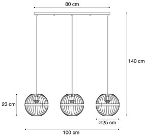 Lampă modernă cu pandantiv neagră cu 3 lumini - Sphaera