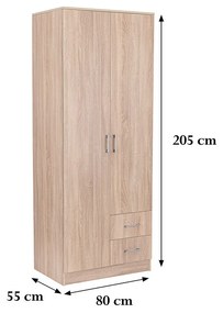 Dulap Miami 80x205 cm stejar sonoma-stejar sonoma