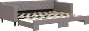 vidaXL Pat de zi cu extensie, gri taupe, 90x200 cm, textil