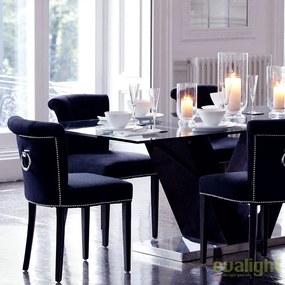 Scaun elegant negru, tesatura casmir si picioare din lemn, Key Largo 105081 HZ