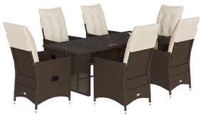 3276776 vidaXL Set mobilier de grădină cu perne, 7 piese, maro, poliratan