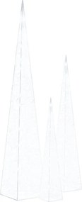 vidaXL Set conuri decorative cu LED-uri, alb rece, 60/90/120 cm, acril