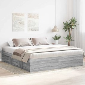vidaXL Cadru pat, gri sonoma, 180x200 cm, Super King Size