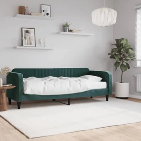 vidaXL Pat de zi cu saltea, verde închis, 80x200 cm, catifea