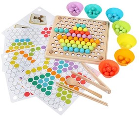 Puzzle mozaic cu bile, jucărie din lemn Montessori