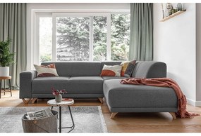 Colțar gri extensibil/cu spațiu de depozitare (cu colț pe partea dreaptă/în formă de ”L”) Classy Sophie – Miuform