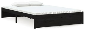 814923 vidaXL Cadru de pat mic dublu, negru, 120x190 cm, lemn masiv