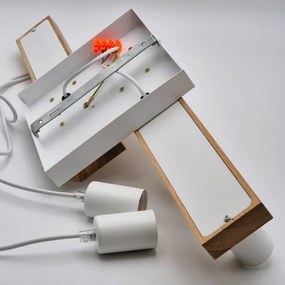 Lustră pe cablu CORTINA 4xE27/15W/230V alb/stejar