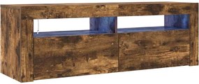 vidaXL Comodă TV cu lumini LED, stejar fumuriu, 120x35x40 cm