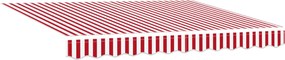 vidaXL Copertină Roșu și Alb 300 x 250 cm Poliester și Aluminiu