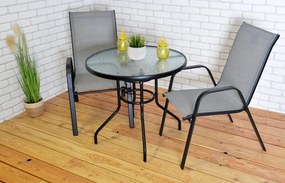 Masă de grădină ZWMT Ø 80 cm metal cu blat din sticlă