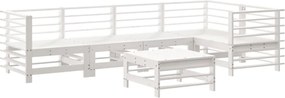 vidaXL Set mobilier de grădină, 6 piese, alb, lemn masiv pin