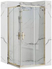 Rea Punto cabina de dus 87.5x87.5 cm patrat auriu luciu sticla transparenta REA-K6440