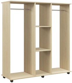 HOMCOM Dulap șină Mobilier de Depozitare Mobil 6 role 120L x 40l x 128Î cm din lemn natural | Aosom Romania