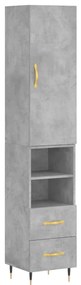 3198901 vidaXL Dulap înalt, gri beton, 34,5x34x180 cm, lemn prelucrat