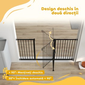 Gard extensibil PawHut din fier pentru animale, negru | Aosom Romania