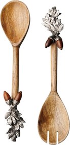 Set 2 linguri pentru salată, din lemn de mango și aluminiu, H29 cm, Holly