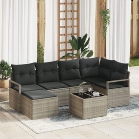 vidaXL Set de canapele pentru grădină 7 pcs Gri deschis Rattan poli
